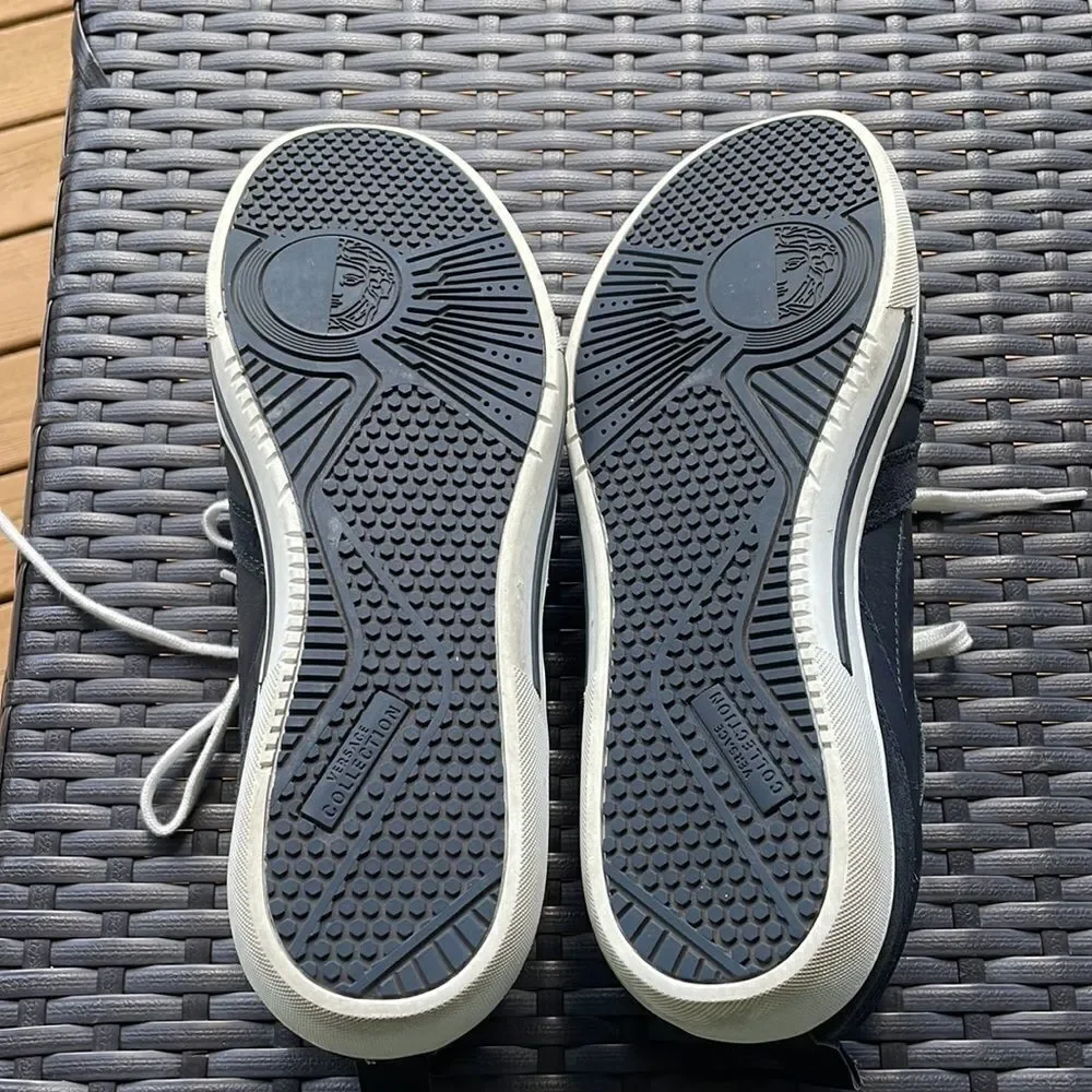 Versace mens navy blue tennis shoes